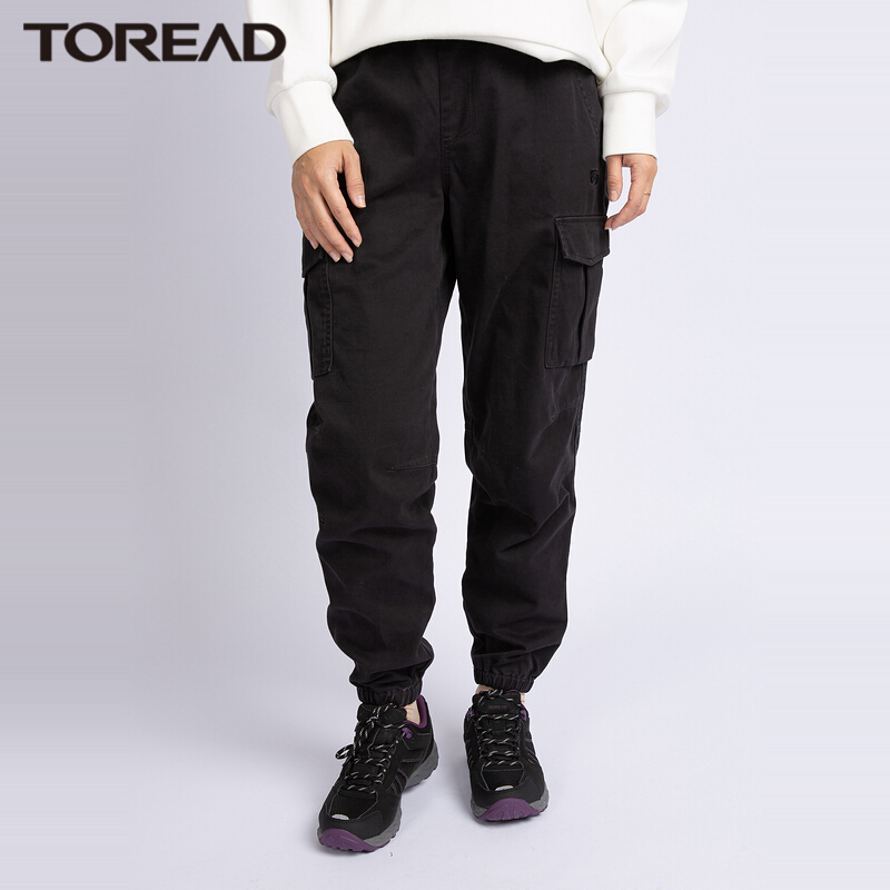 探路者秋冬季女士户外工装裤多口袋全棉保暖户外运动休闲裤女式蓄热保暖缩口时尚流行工装休闲风旅行长裤