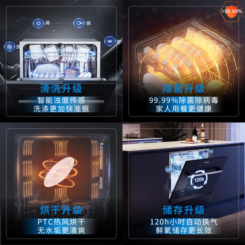 老板(Robam)12套大容量洗碗机 热风烘干再升级 家用嵌入式 安装 全自动刷碗机 洗消一体 WB781XH升级款高清大图