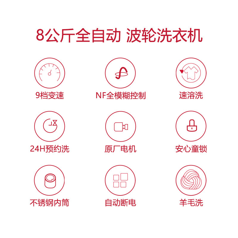 三洋(SANYO)N8 8公斤 全自动波轮洗脱一体洗衣机 原厂电机 速溶洗 智能预约节能耐用非变频 甩干脱水(亮灰色))