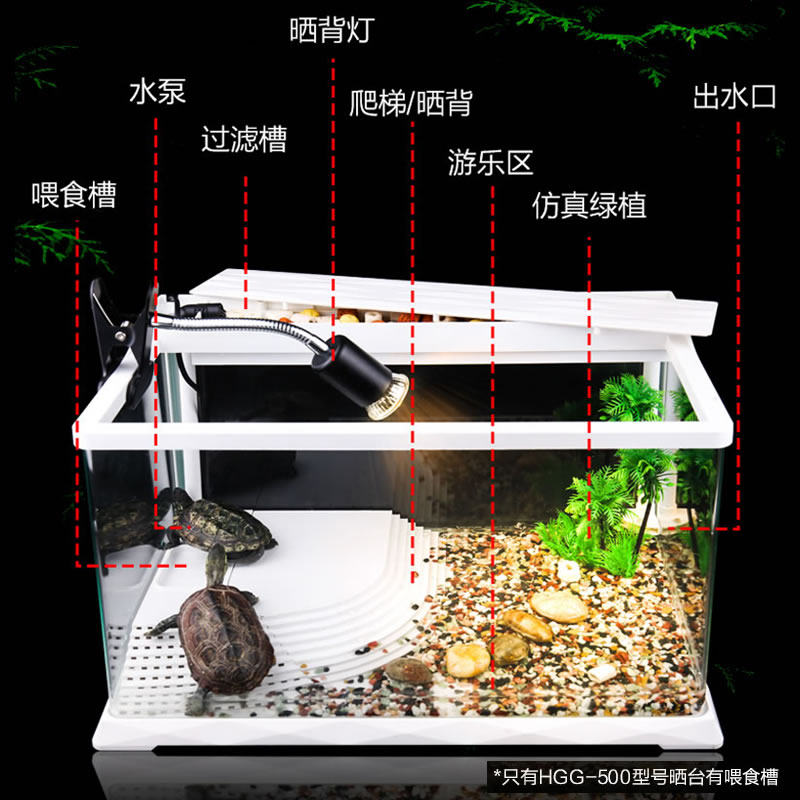 创意乌龟缸带晒台养龟的专用水陆缸家用乌龟别墅玻璃小型鱼缸高清大图