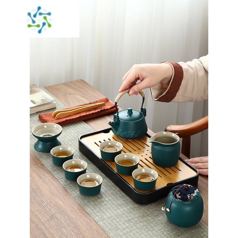 三维工匠日式旅行功夫茶具小套装家用简约泡茶壶陶瓷茶杯户外茶盘便携式包户外烧水壶