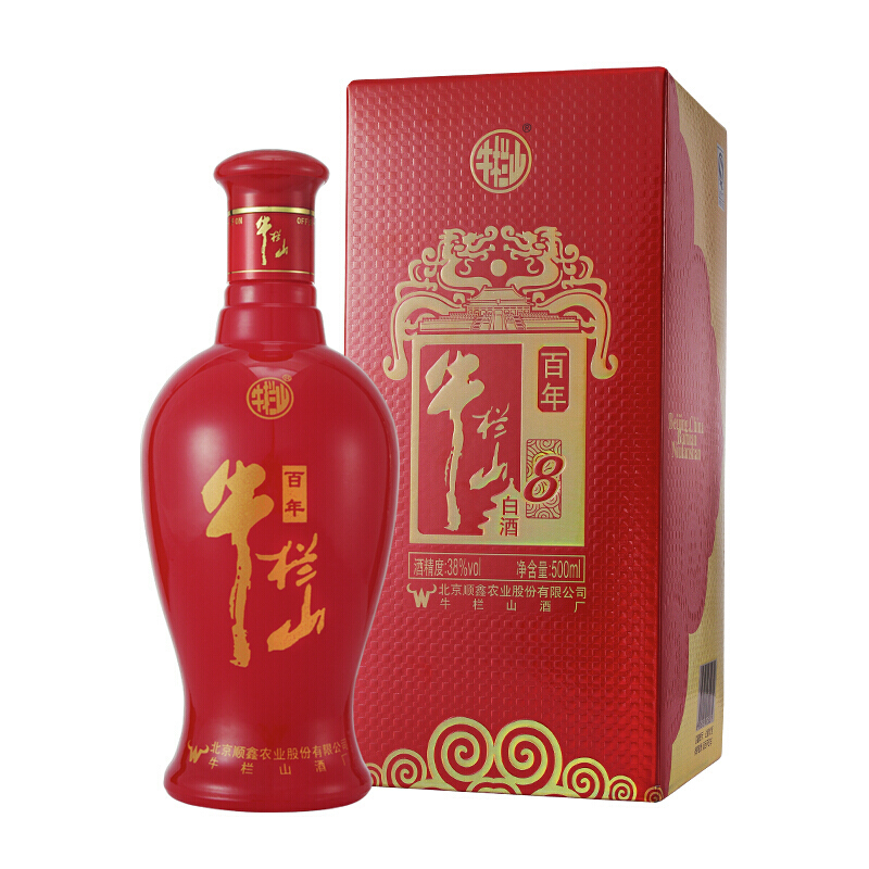 牛栏山二锅头 牛栏山百年红 红8红瓶喜酒婚宴酒 浓香型白酒38度500ml整箱6瓶装