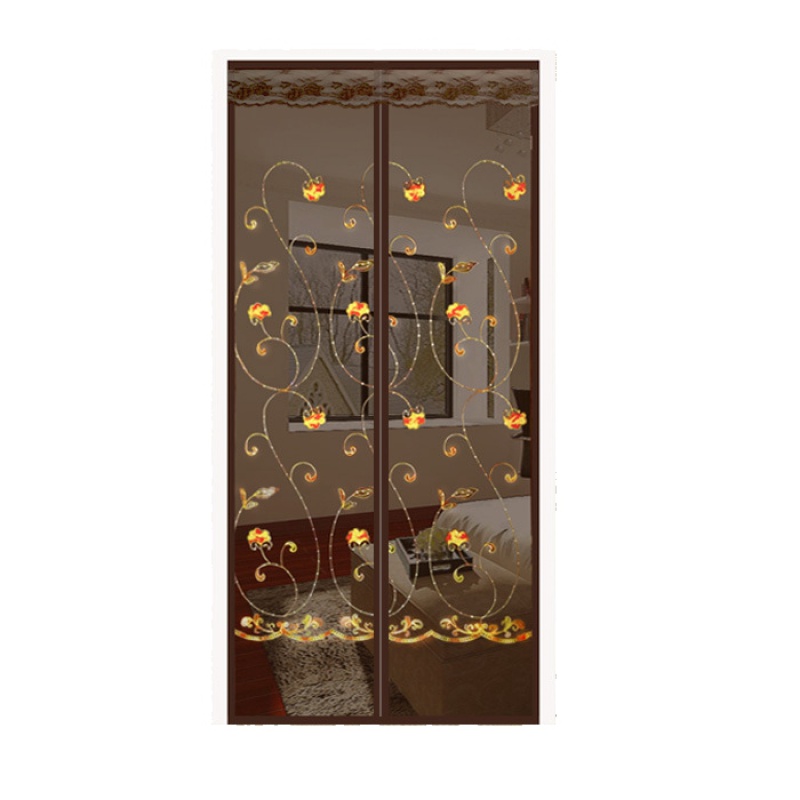 家柏饰(CORATED)夏季网纱窗防蚊帘卧室家用魔术贴隔断磁性磁铁对吸自吸防蝇 米黄条纹(魔术贴) 85*200cm高清大图