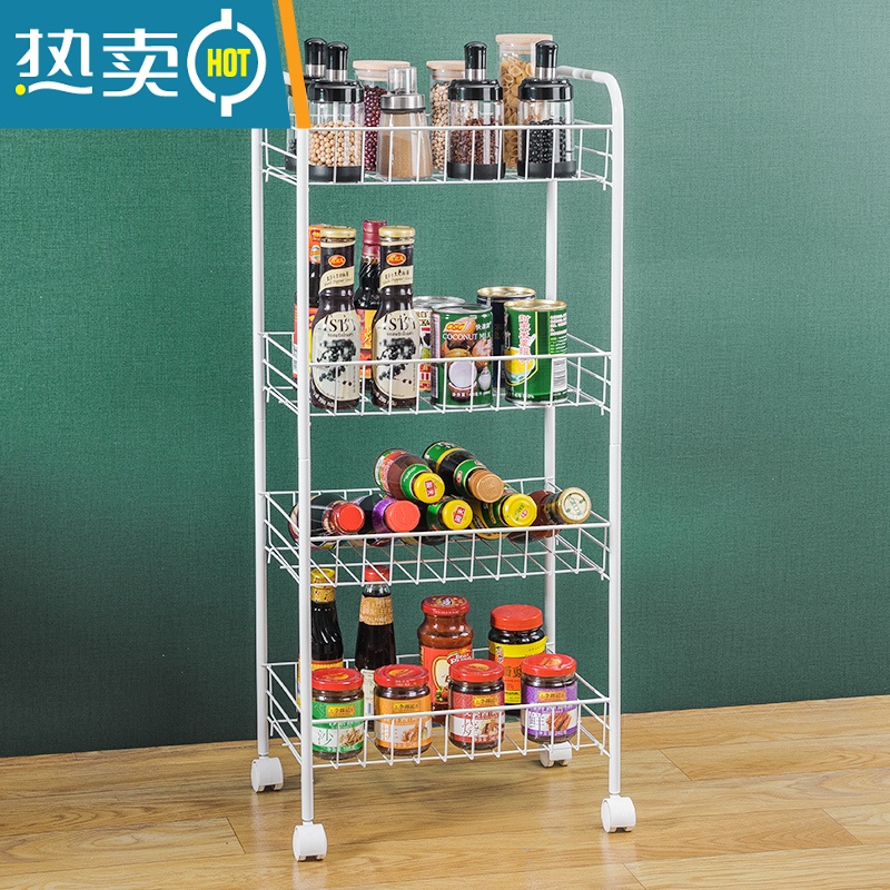 敬平厨房收纳置物架落地多层可移动小推车果蔬菜篮子零食卧室储物架子高清大图