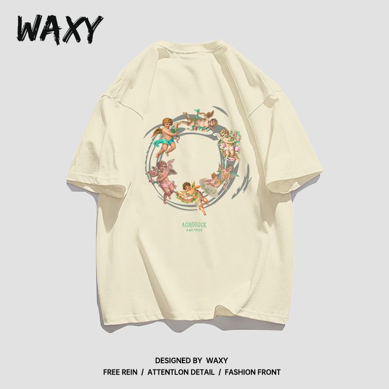 WAXY夏季新款纯棉T恤女美式hiphop短袖女学生宽松嘻哈甜辣上衣ins