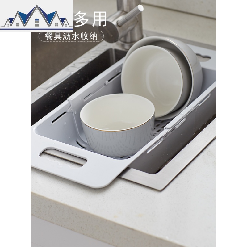 水置物架厨房沥水篮碗架可伸缩水池洗碗放碗筷碗碟池收纳洗菜盆 三维工匠高清大图
