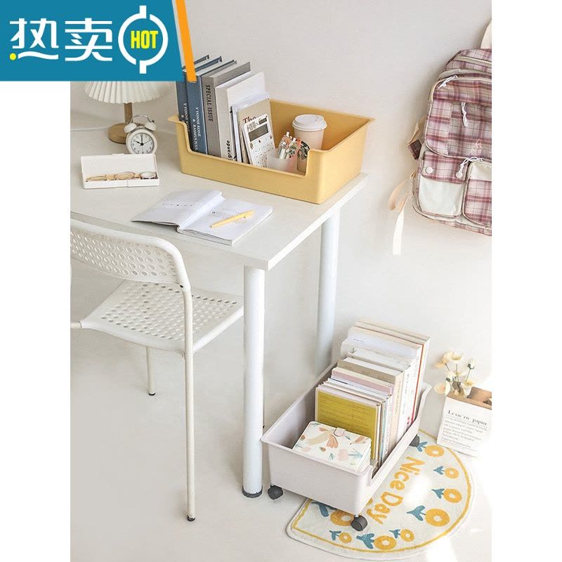 敬平零食收纳小推车置物架子桌下书架带滑轮放书包的篮移动宿舍办公室图片