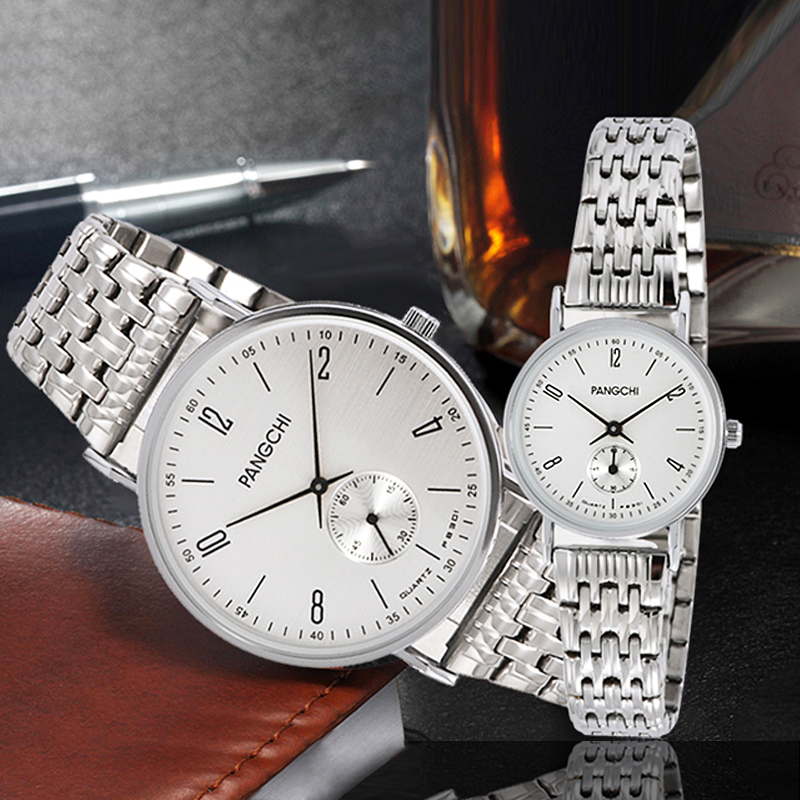 鹏志pangchi新款手表蝴蝶扣商务男士表简约休闲情侣对表个性秒针石英