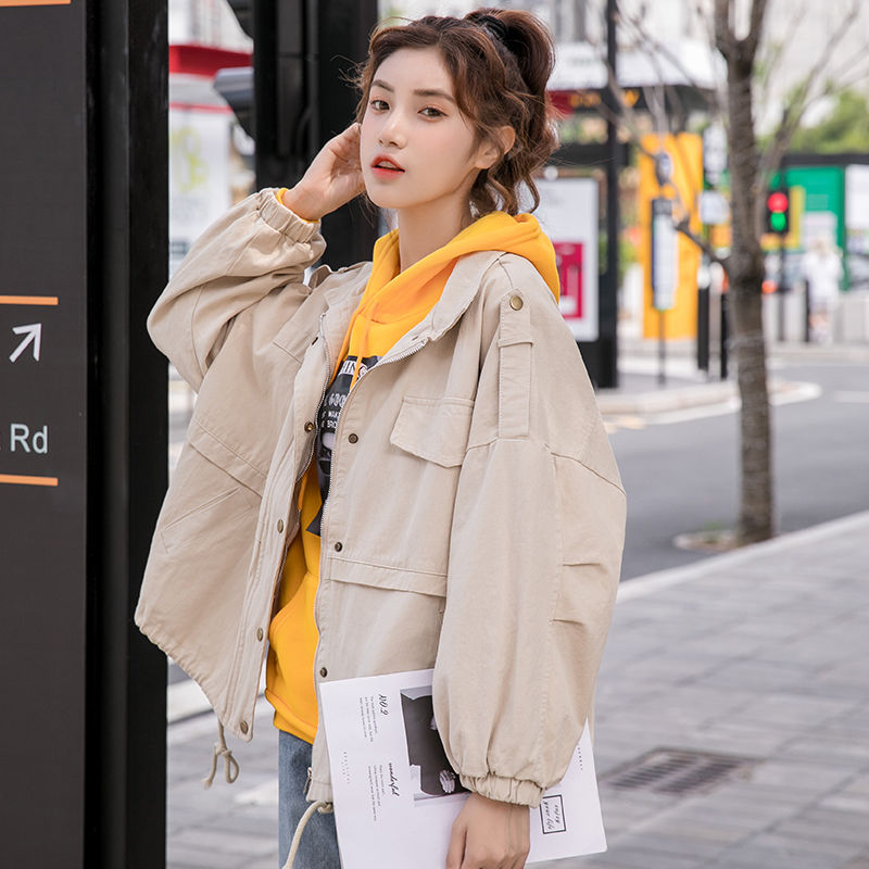 梵卡麦罗工装外套女2021春秋韩版宽松百搭港味原宿bf风学生休闲夹克