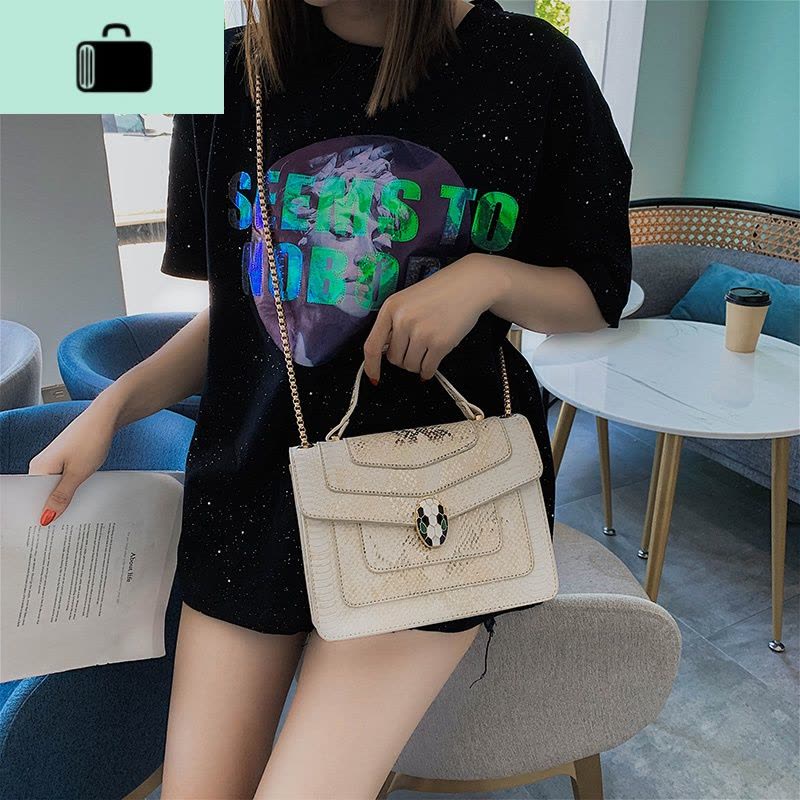 猫猫包袋2020新款蛇纹女包ins高级感手提单肩斜挎链条包包时尚潮NEW LAKE女斜挎包图片