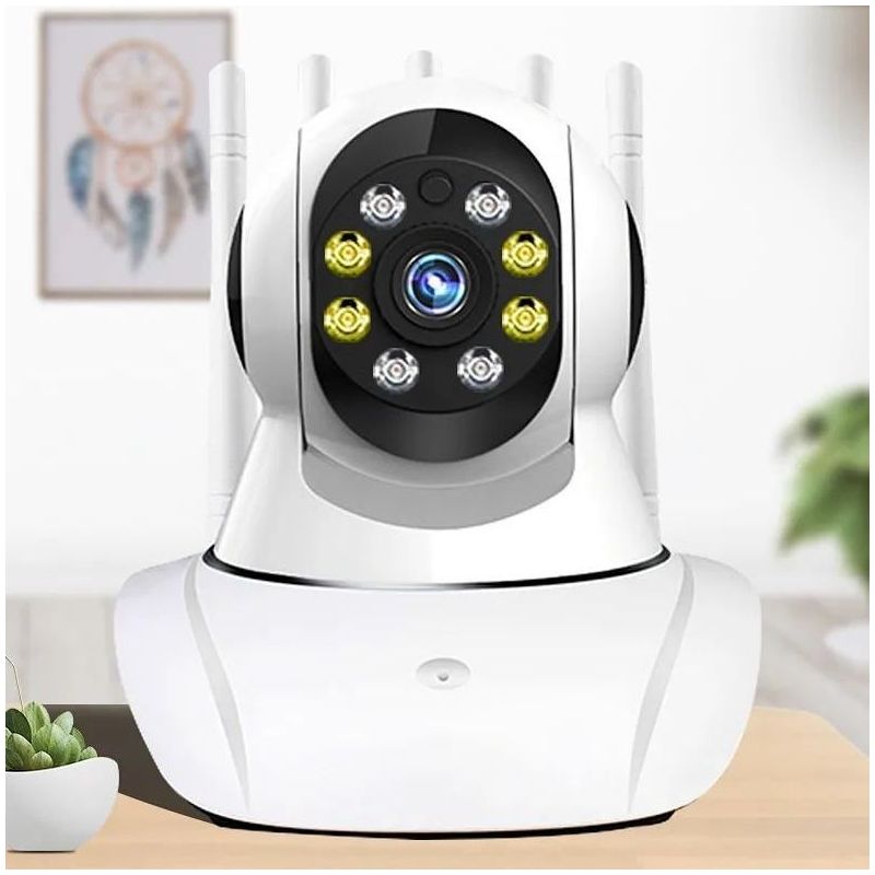 无线监控摄像头家用远程监控手机室内全彩夜视360度旋转监控器