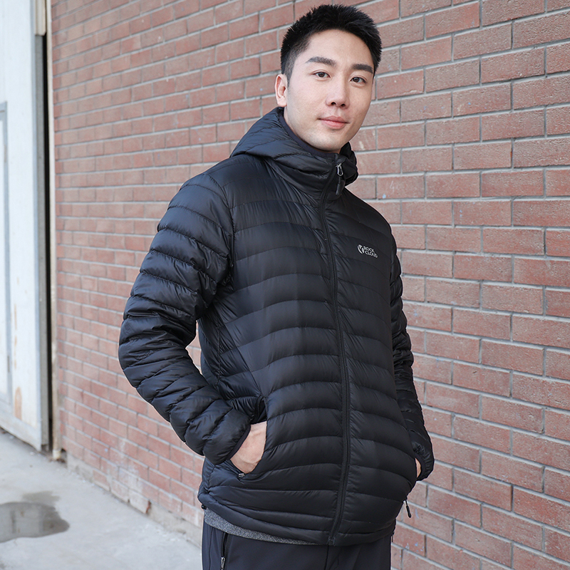 岩云/RockCloud 男子 户外休闲防泼水700蓬鹅绒连帽轻薄羽绒服