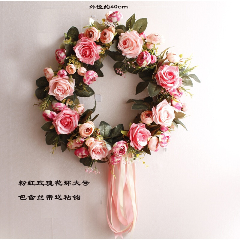 18新款欧式仿真花环假花绢花饰壁饰挂饰家居客厅花艺装饰挂件
