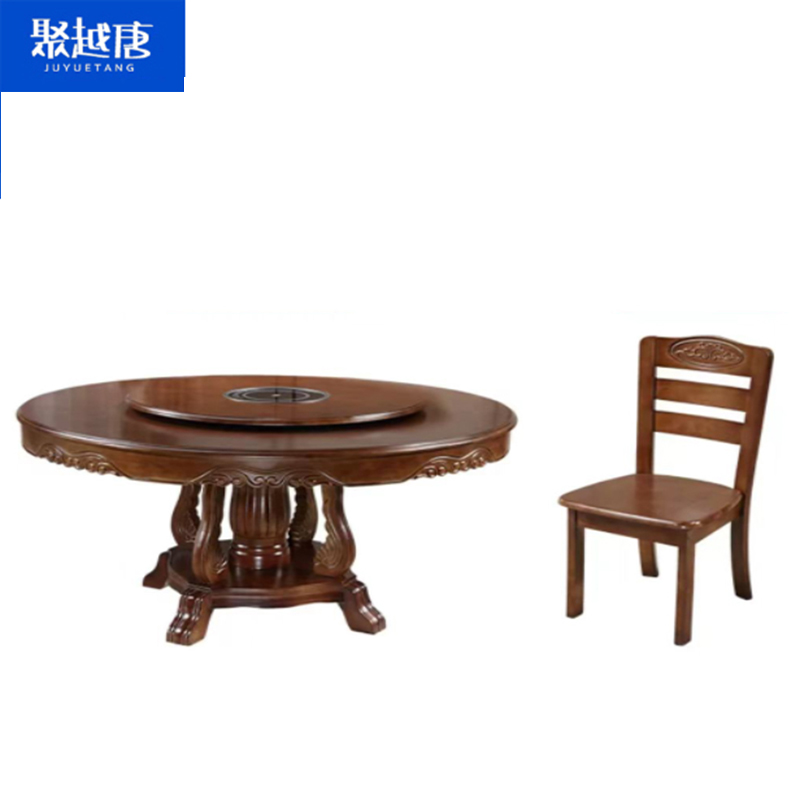 聚越唐(JUYUETANG)餐桌 一桌十椅 1500*1500*750mm高清大图