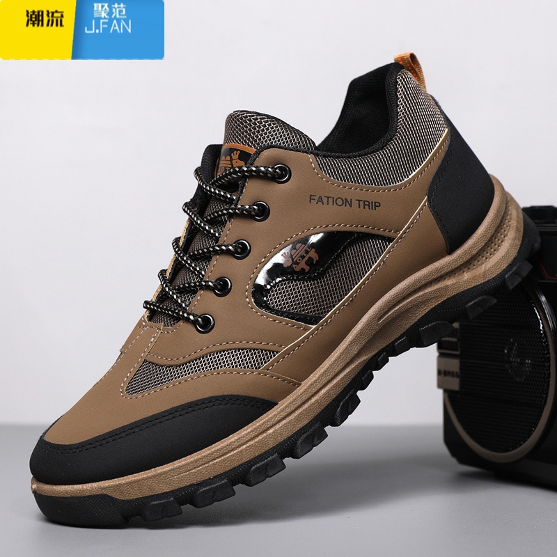 聚范户外登山鞋男鞋防滑防水耐磨徒步鞋爸爸鞋中老年健步鞋新款轻便高清大图