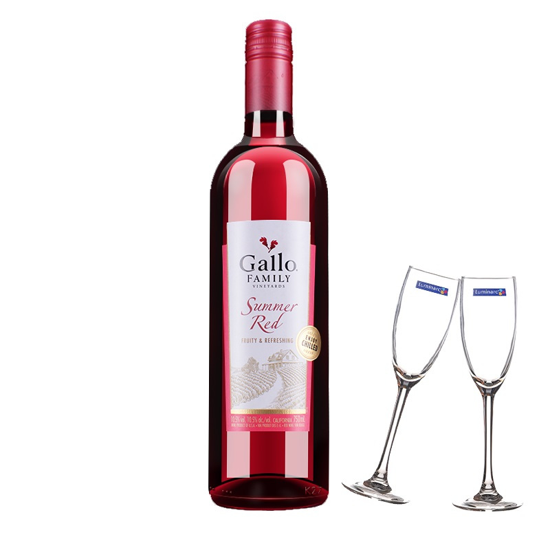嘉露家族庄园夏日红葡萄酒750ml搭配香槟杯