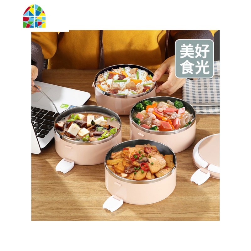 金属饭盒保温分格1成人可爱便当盒学生23多层4餐盒 FENGHOU 4层绿(送金属餐具+卡扣)高清大图