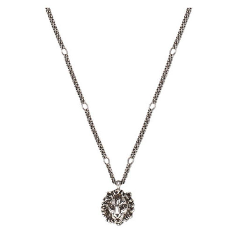 gucci古驰银色金属狮子头吊坠项链410673i46018111