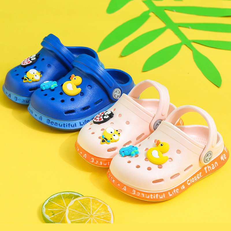 儿童洞洞鞋夏季软底防滑宝宝沙滩包头小童女凉拖鞋婴幼儿男童凉鞋报价