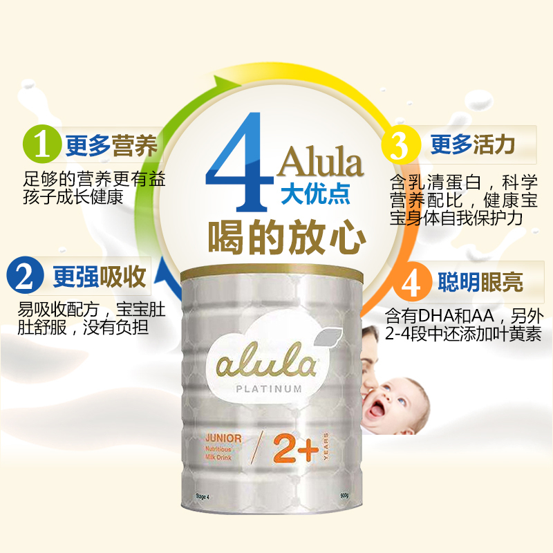 澳洲发/3罐装-惠氏S-26 Alula白金装新版婴幼儿4段奶粉900g/罐装澳洲新西兰原装进口婴幼儿四段奶粉2岁以上