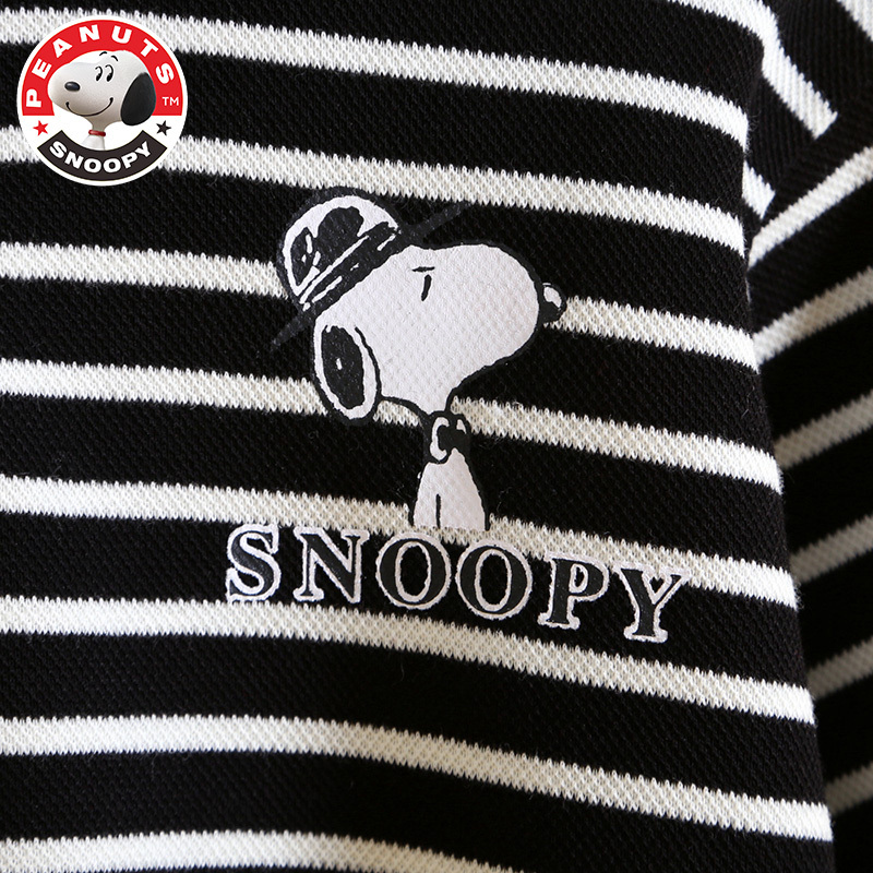 史努比(SNOOPY)儿童休闲印花卫衣春款翻领童装洋气男女童宝宝条纹卡通衣服潮AG022