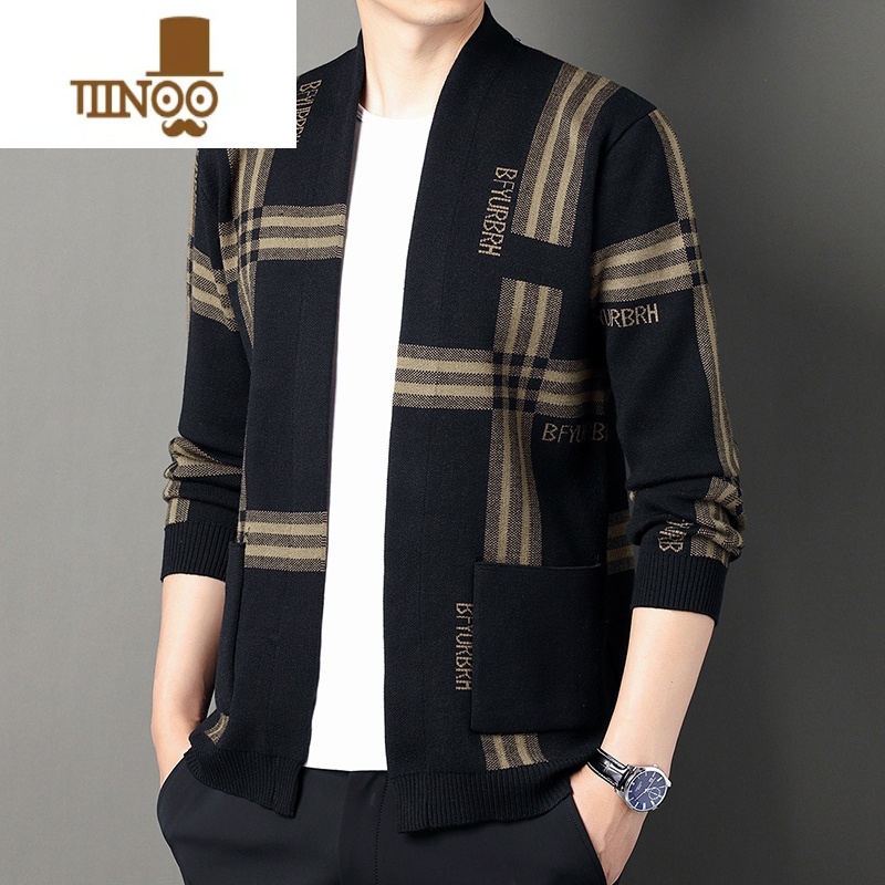 YANXU男士开衫春毛衣针织衫新款潮流休闲百搭青年外套上衣服高清大图