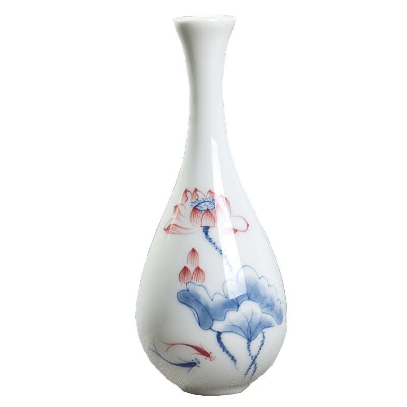 玉净瓶茶道插花器家居摆件德化白瓷陶瓷小花瓶观音瓶供佛禅意花瓶 三维工匠 观音滴水瓶白色高清大图