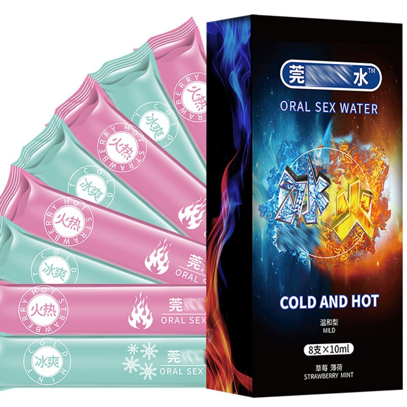 交悦 口用交水 乳房刺激舌舔快感男用女用房事 冰感热感娇口水 口爱水娇水 成人情趣性用品 爽口水套装共8支【草莓+薄荷】
