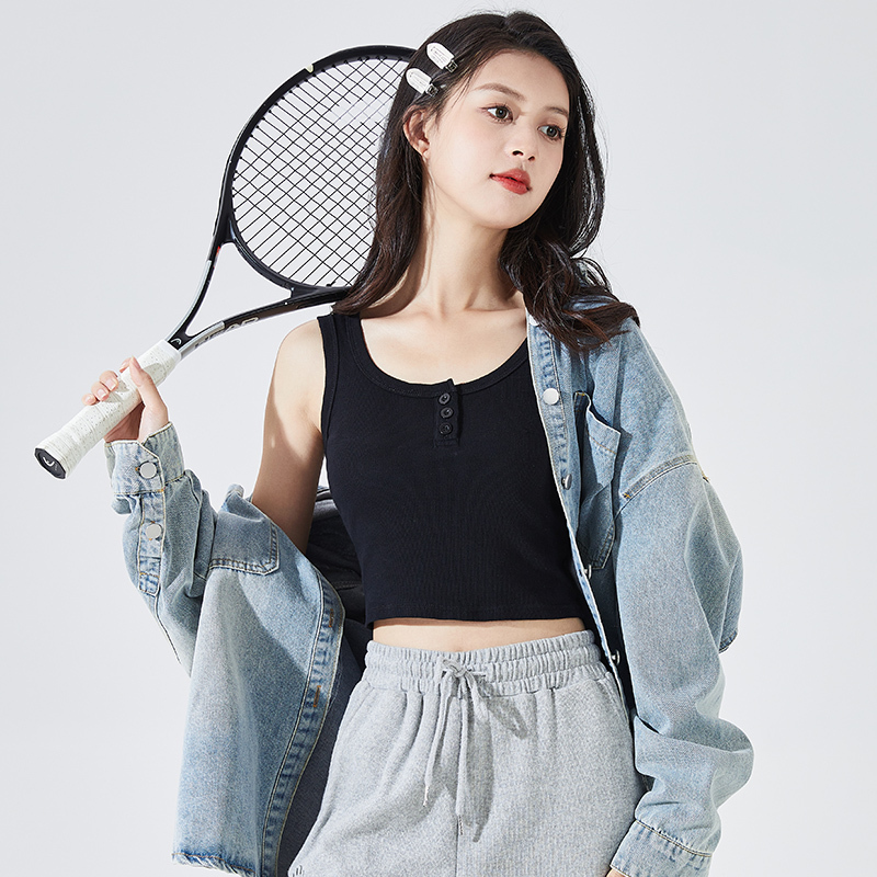 唐狮夏季新款打底背心女内搭小针织打底无袖上衣外穿白粉甜辣