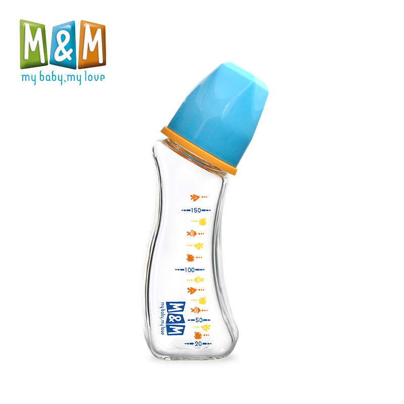 M&M弧形玻璃奶瓶海洋系列(150ml标口) 适用于0-3岁宝宝