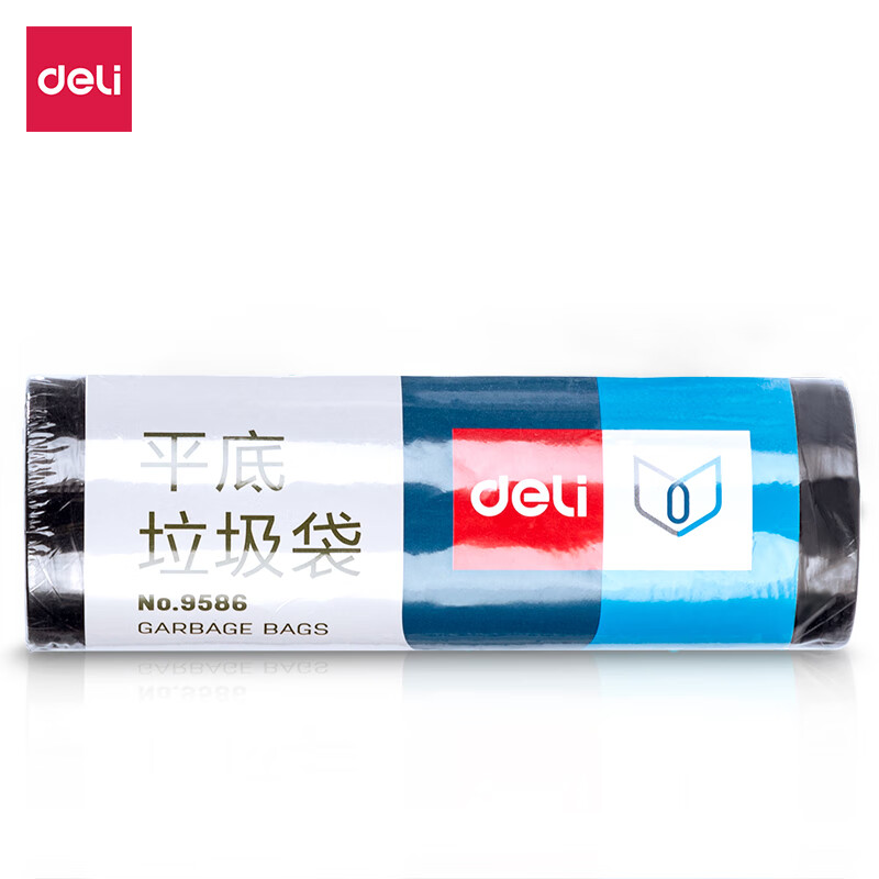 得力(deli)得心平口垃圾袋家用办公加厚点断易撕45*50CM【30只】黑色9586(卷)