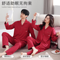 结婚睡衣新婚情侣套装棉质婚用大红色喜庆新娘陪嫁高档家居服男女 XL G2303男
