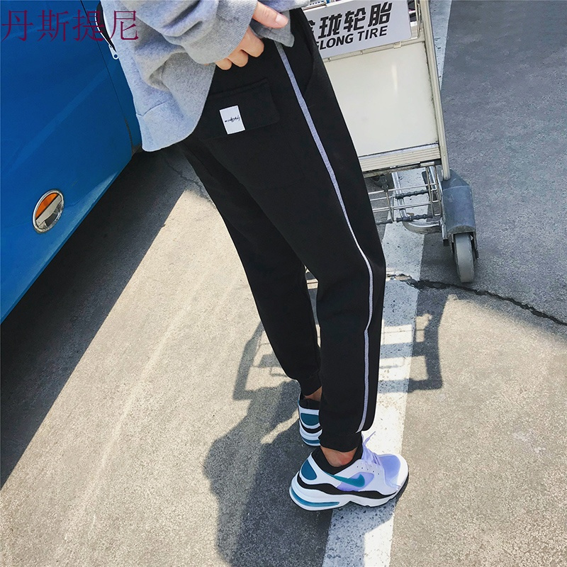 2018男士休闲裤秋季薄款学生潮流超火的九分裤宽松男生潮牌运动裤