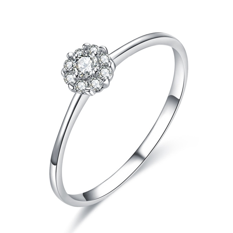 老庙黄金18k金群镶钻石显钻1克拉效果求婚表白结婚钻戒