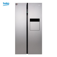 17年新款 倍科(beko)GN163124ZIX 581升大容量 欧洲原装进口带吧台变频无霜隐形把手对开门冰箱（银色）