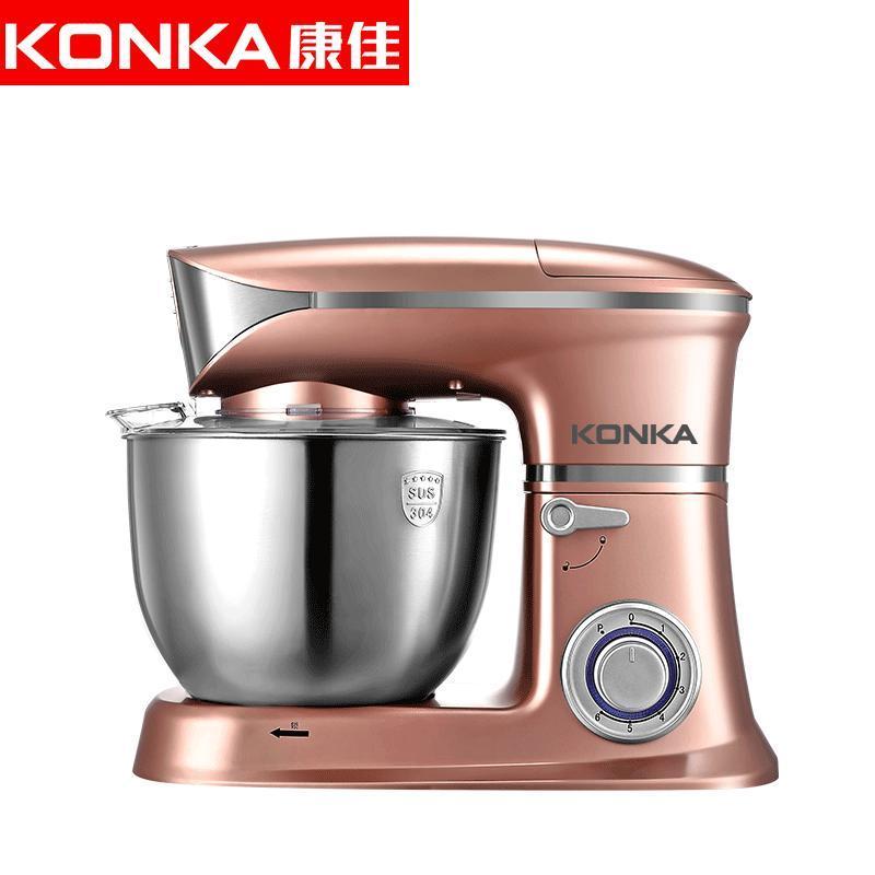 康佳(KONKA)KM-903厨师机家用和面机多功能揉面机搅拌机打蛋器料理机电子式旋钮式 玫瑰金三合一+绞肉器