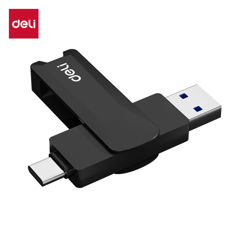 得力(deli)LS331双头U盘 128G高速读写type-c+USB3.2Gen1