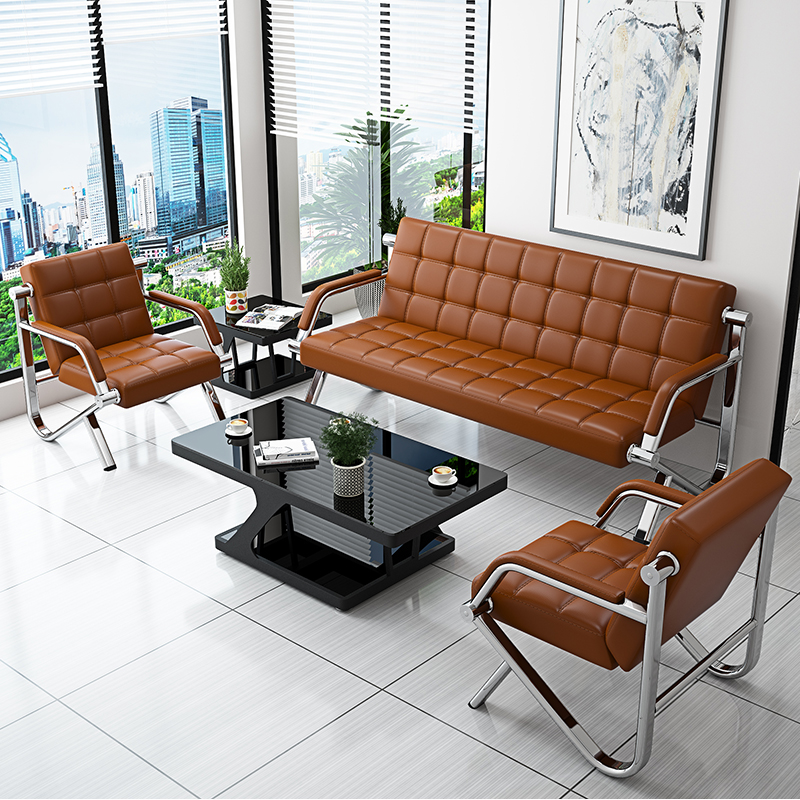 三金鑫 办公家具办公室沙发茶几组合简约接待办公沙发小型商务会客简易沙发高清大图