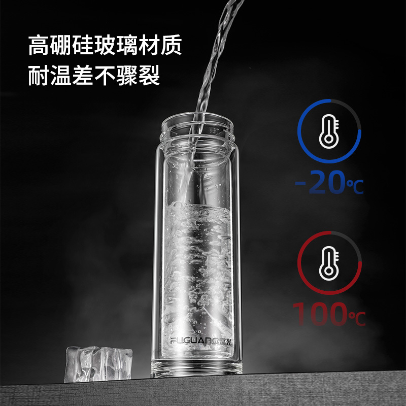富光FUGUANG锐欧智能显温双层玻璃杯WFB1065-320