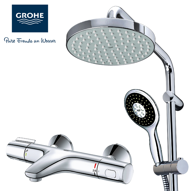 德国-高仪(GROHE)恒温花洒套装 维达利手持 铜制 多出水 挂墙式 卫浴花洒