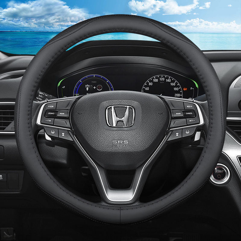 本田crv雅阁xrv冠道urv凌派享域缤智新思域方向盘套真皮车用把套 黑色