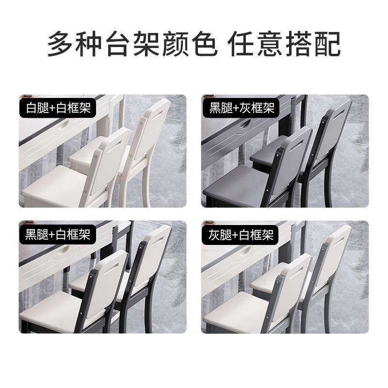 欧梵森 餐桌 意式亮光岩板餐桌轻奢实木可伸缩 折叠餐桌椅组合现代简约家用小户型圆桌长方形吃饭桌子欧式极简餐厅西餐桌高清大图