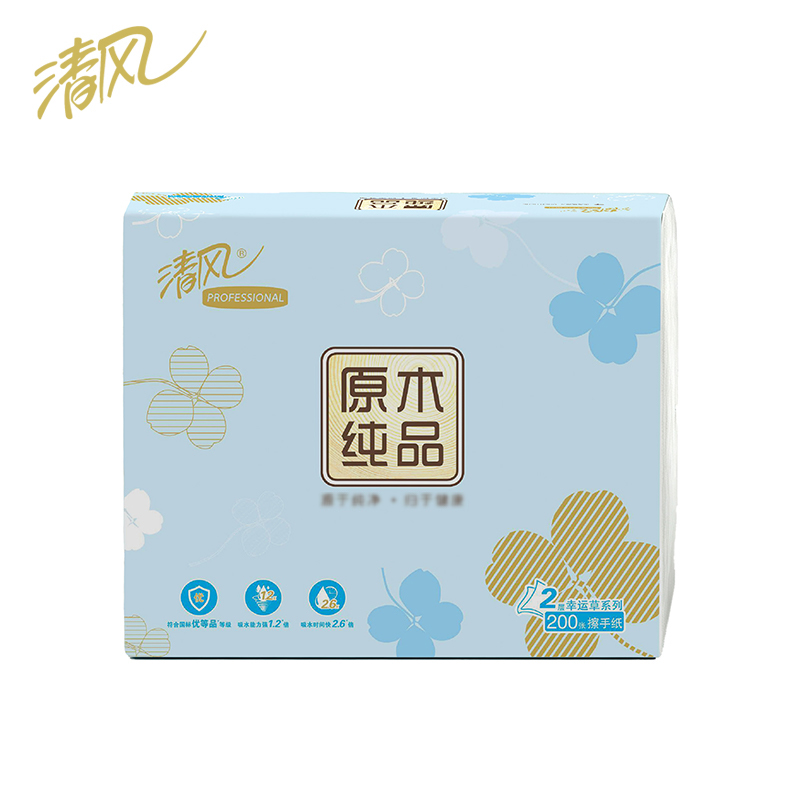 清风 A913GWD 幸运草系列 2层200张/包 20包/箱 擦手纸(计价单位:箱)高清大图