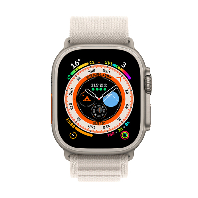 2022年新款 苹果 Apple Watch Ultra (GPS + 蜂窝网络)49mm 钛金属表壳 星光色高山回环式表带 - 中号 FC3