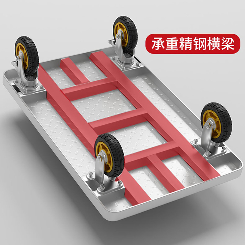3M小推车拉货平板车省力搬运车家用搬家神器折叠拖车轻便平板手推车工厂/仓库用*90*60-6寸汽车轮-承重2000斤高清大图