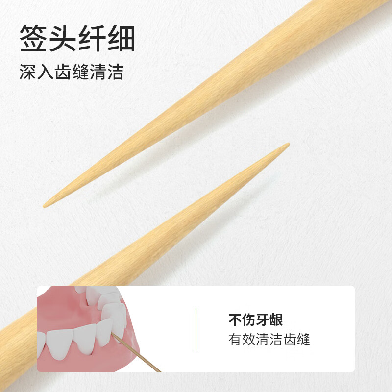 美丽雅 牙签300支*3包袋装双头剔牙棒一次性水果签子家用酒店用900支 67561高清大图