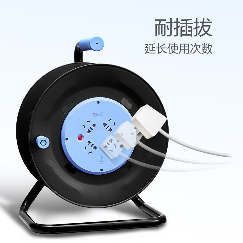公牛(BULL) 卷线盘/工程接线/移动电缆电线盘/工地盘插 支架式[四位无线卷盘/可卷30米]-GN-804L高清大图