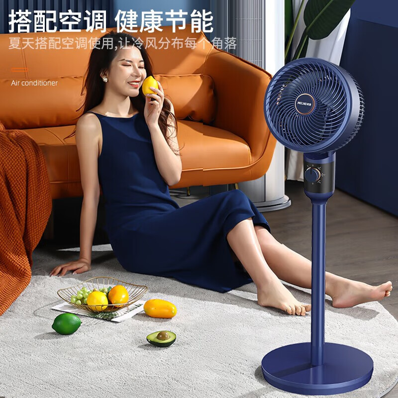 美菱(MeiLing)空气循环扇电风扇家用落地扇台扇智能遥控定时蓝色加高机械款MPF-DA2691内置香薰盒