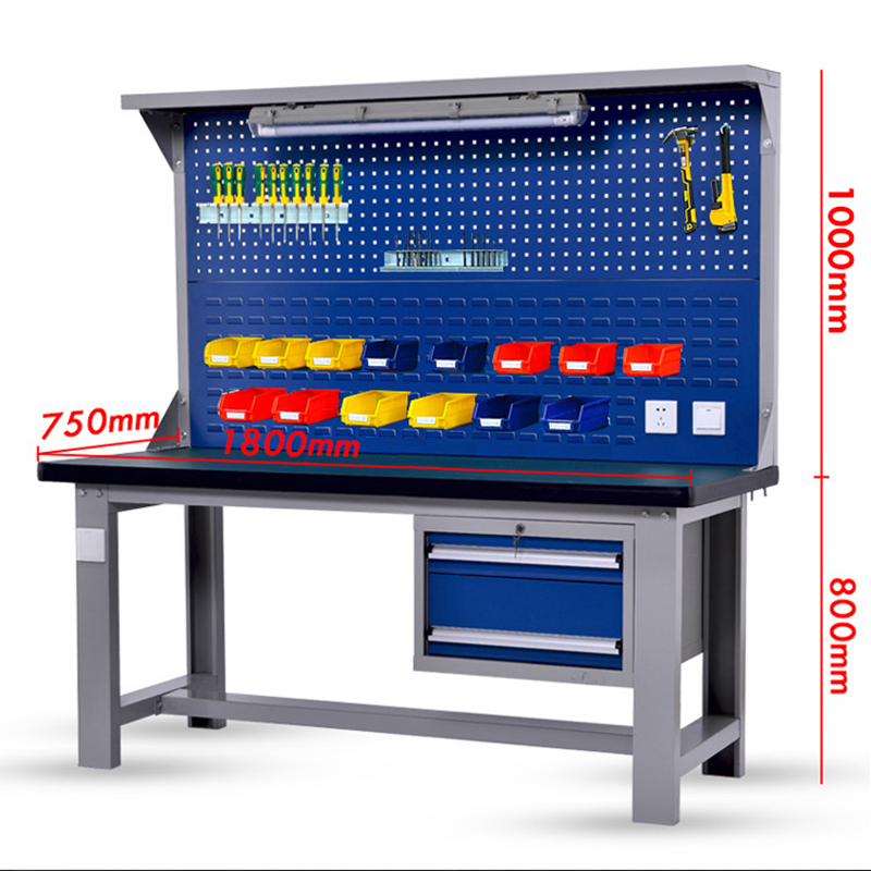 鑫虎威 重型钳工工作台工厂车间实验室试验台1.8米吊二抽双挂板高清大图