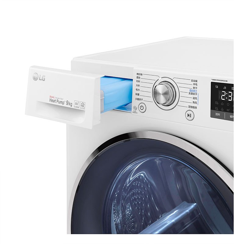LG 干衣机RC90U2AV2W 双变频 热泵烘干 双重灰尘过滤 强力自清洁冷凝器 白色外观